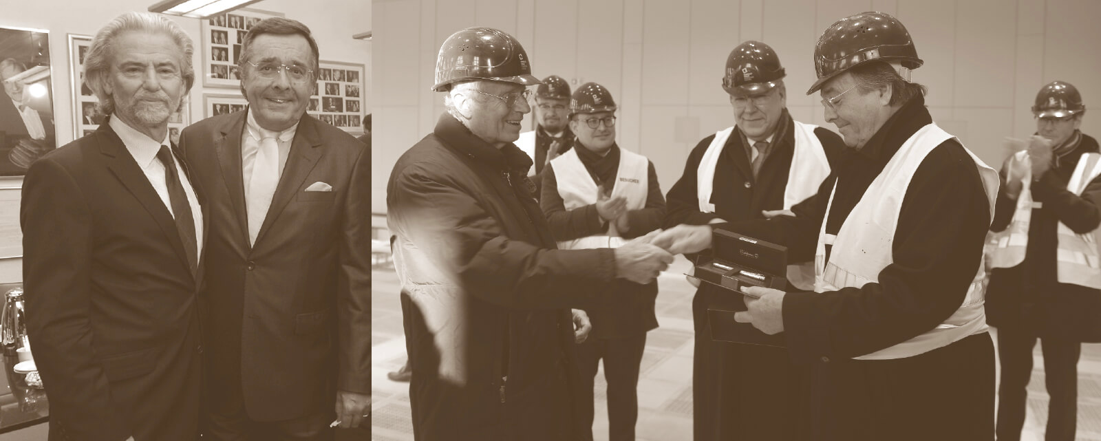 Foto Mario Ohoven und der Generalsekretär des Bundeswirtschaftssenats Senator a.D. Christoph Ahlhaus danken dem Initiator des Wiederaufbaus des Berliner Stadtschlosses, Wilhelm von Boddien, für seine eindrucksvolle Führung 2019.